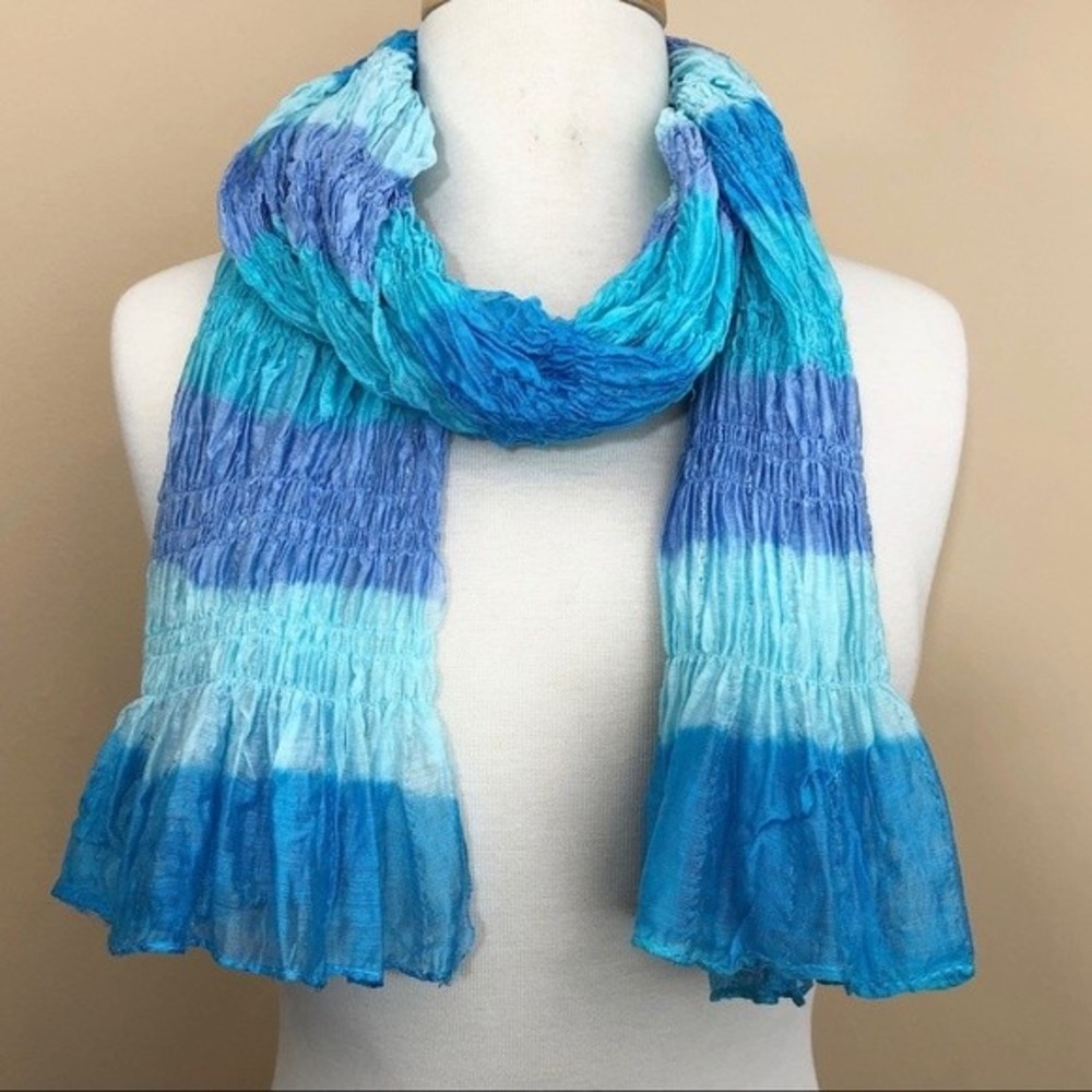 Blue Tones Stripe Ombre Crinkle Scarf